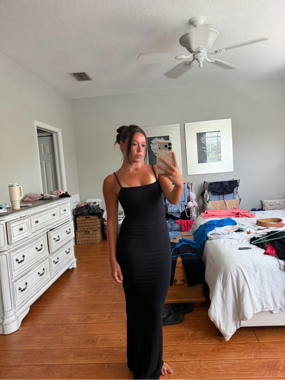 Classic Black Spaghetti-Strap Maxi Dress - Women